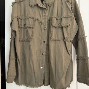 Elan Olive Frayed Jacket